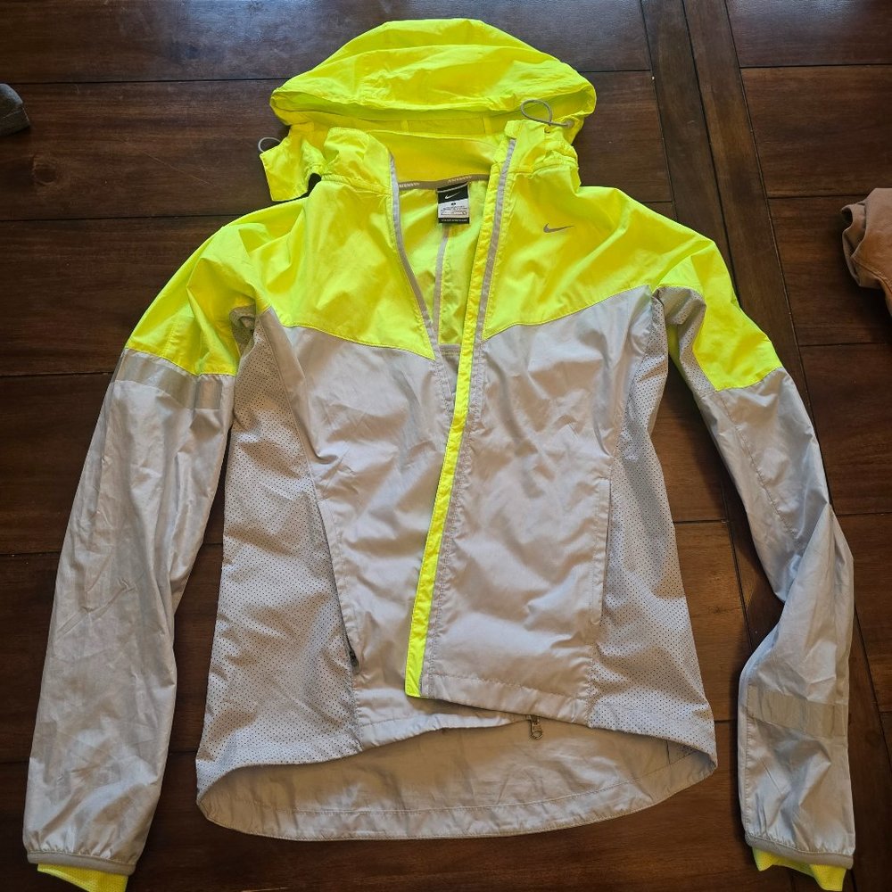 Nike Tech Windrunner Jacket Mens  Small Neon Green/Grey Lightweight Hooded